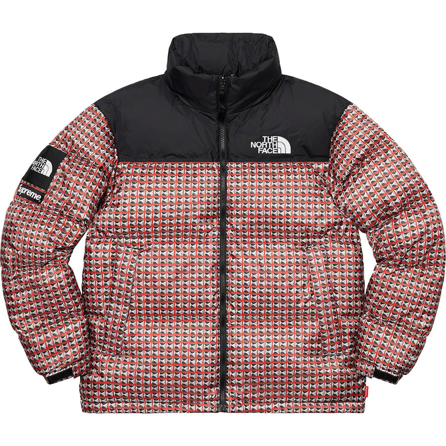 Details on Supreme The North Face Studded Nuptse Jacket Red from spring summer
                                                    2021 (Price is $398)