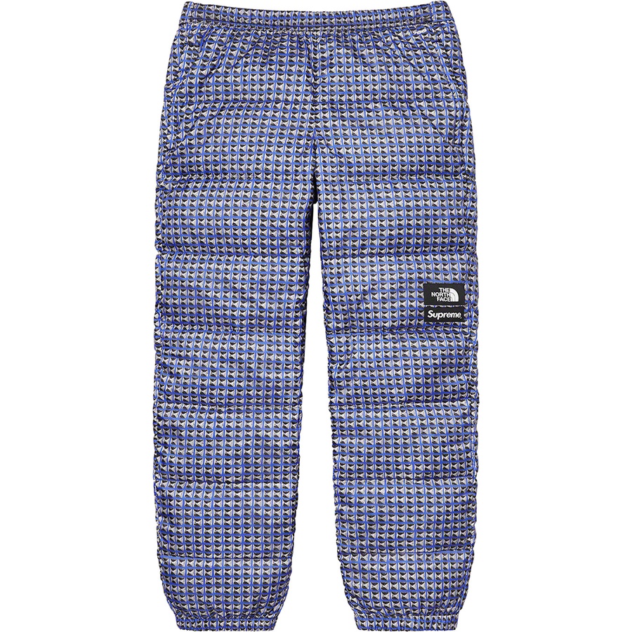 Details on Supreme The North Face Studded Nuptse Pant Royal from spring summer
                                                    2021 (Price is $228)