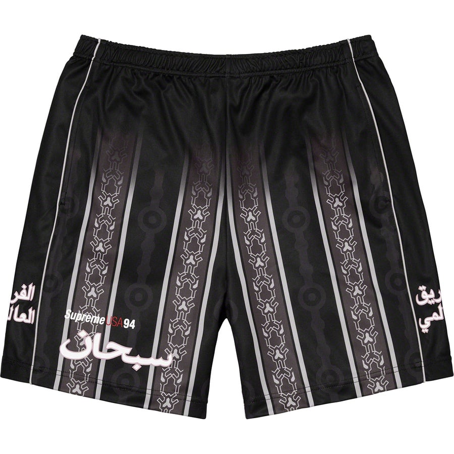 Details on Arabic Logo Soccer Short Black from spring summer
                                                    2021 (Price is $98)