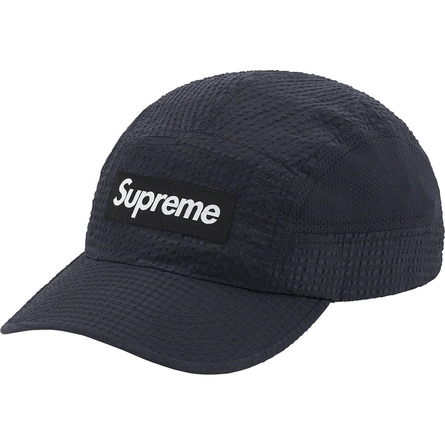 Details on Mesh Seersucker Camp Cap Black from spring summer
                                                    2021 (Price is $48)