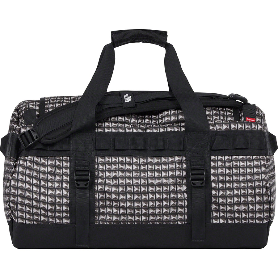 Details on Supreme The North Face Studded Small Base Camp Duffle Bag Black from spring summer
                                                    2021 (Price is $168)