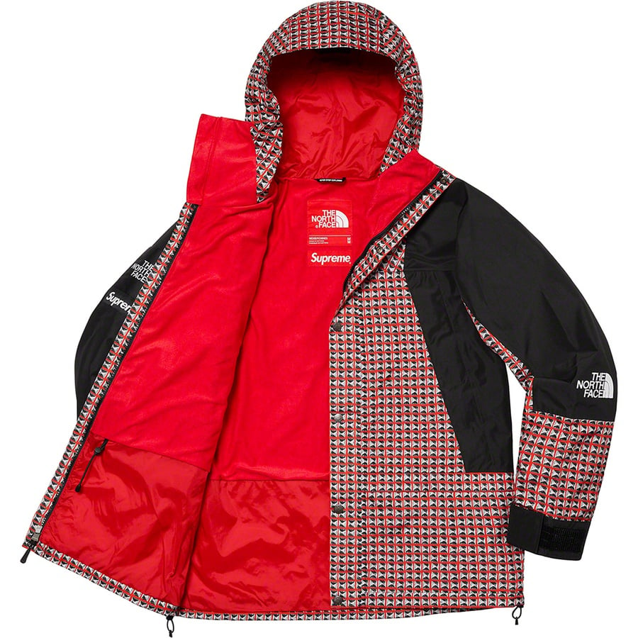 Details on Supreme The North Face Studded Mountain Light Jacket Red from spring summer
                                                    2021 (Price is $388)