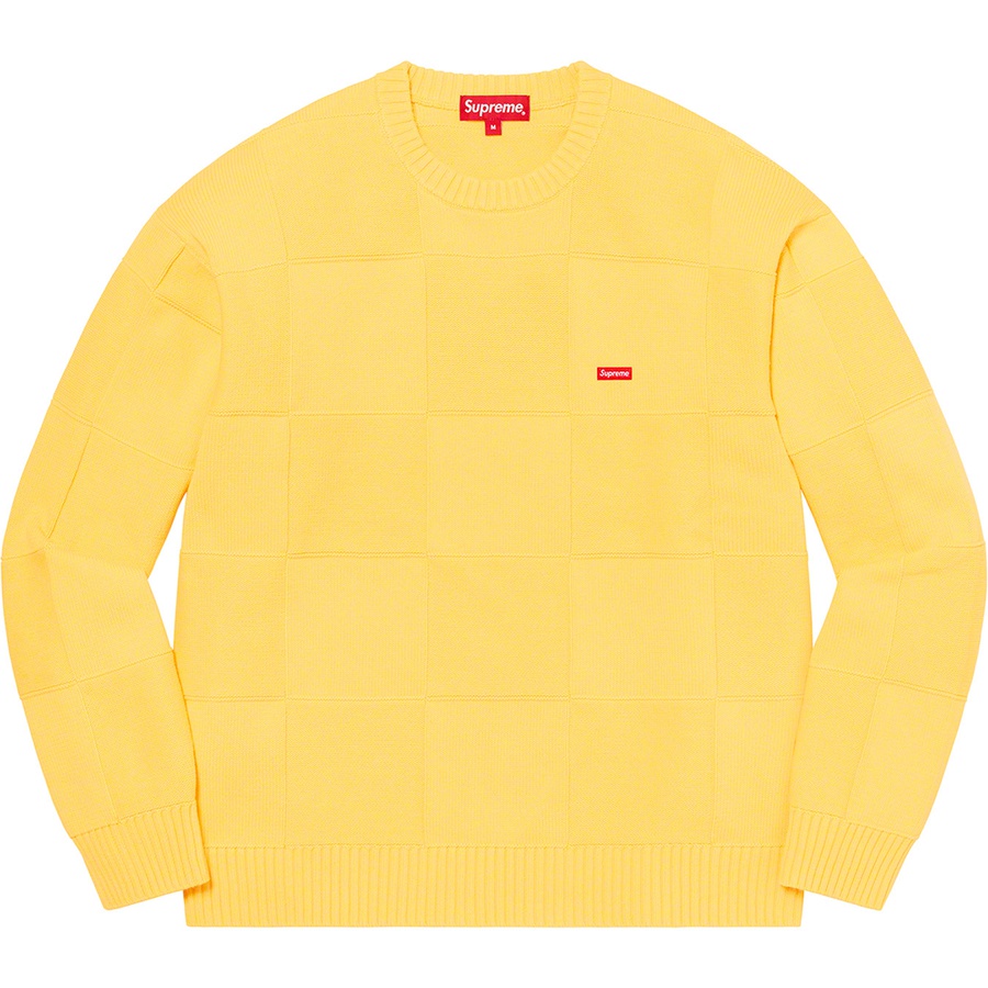 Details on Tonal Checkerboard Small Box Sweater Yellow from spring summer 2021 (Price is $138)