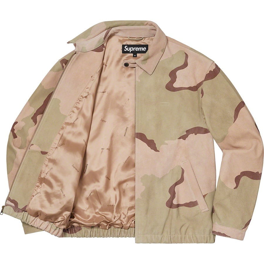 Details on Suede Harrington Jacket Desert Camo from spring summer
                                                    2021 (Price is $498)