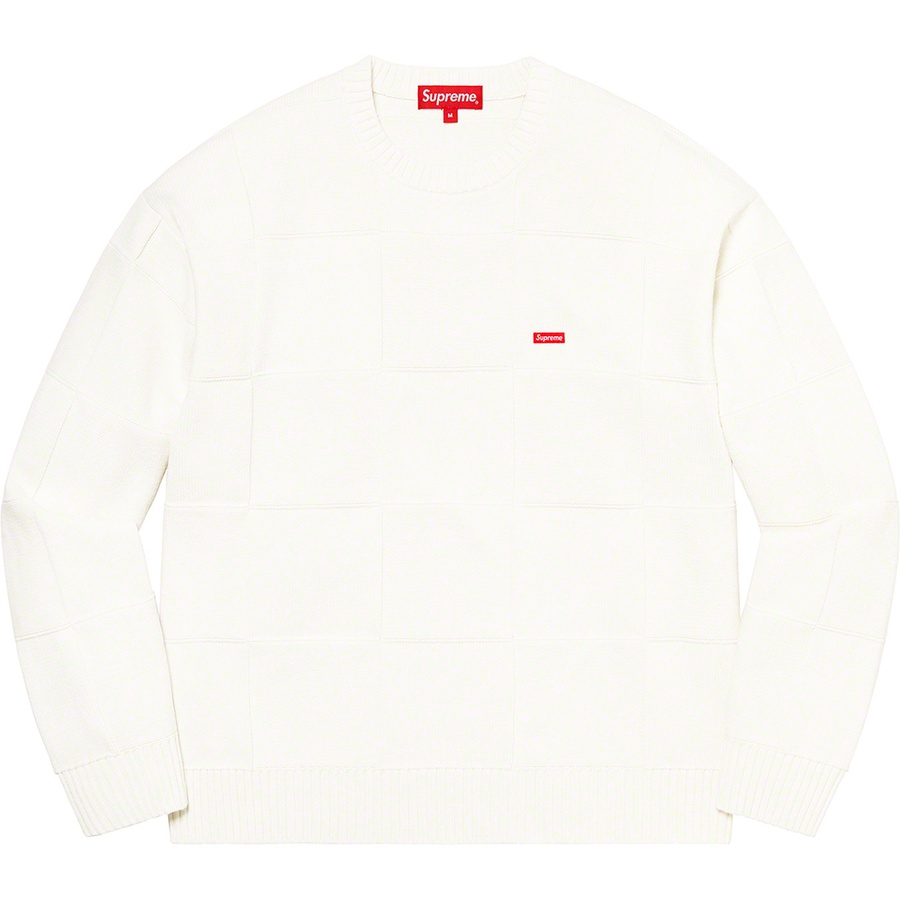Details on Tonal Checkerboard Small Box Sweater White from spring summer 2021 (Price is $138)
