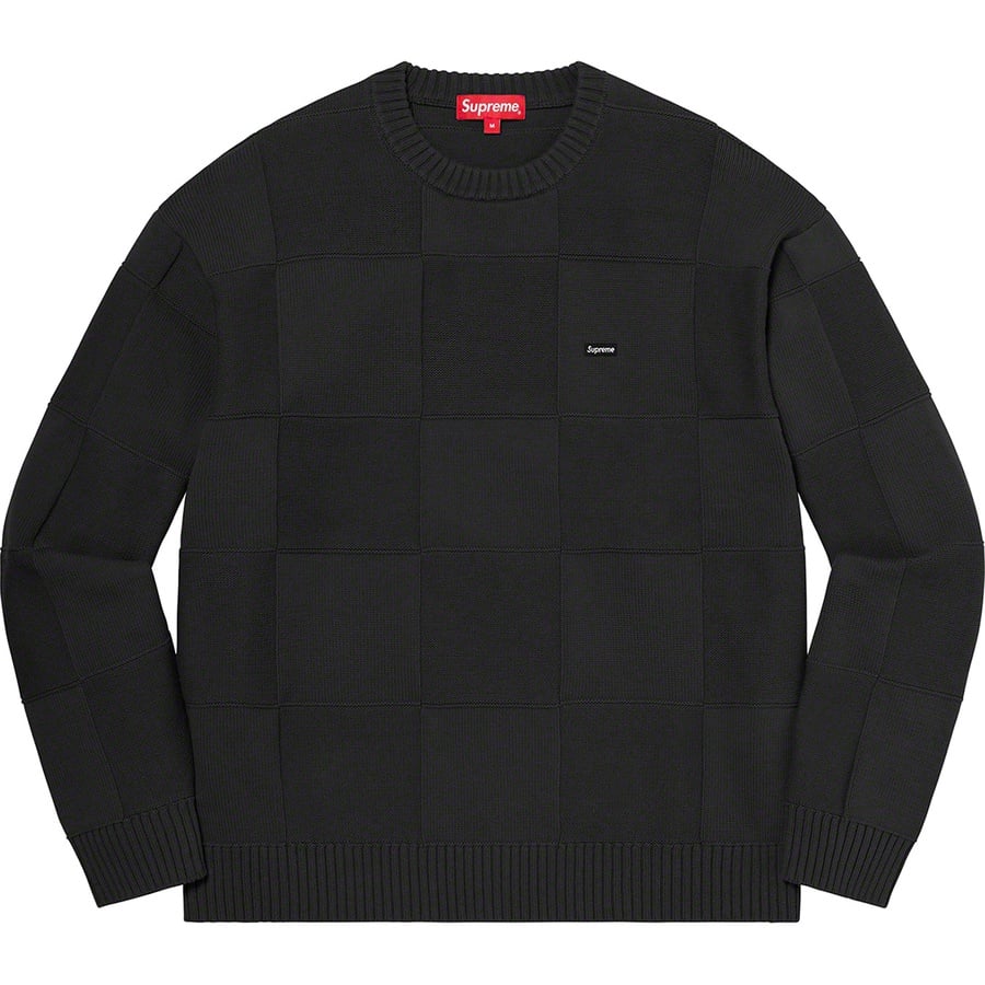 Details on Tonal Checkerboard Small Box Sweater Black from spring summer 2021 (Price is $138)