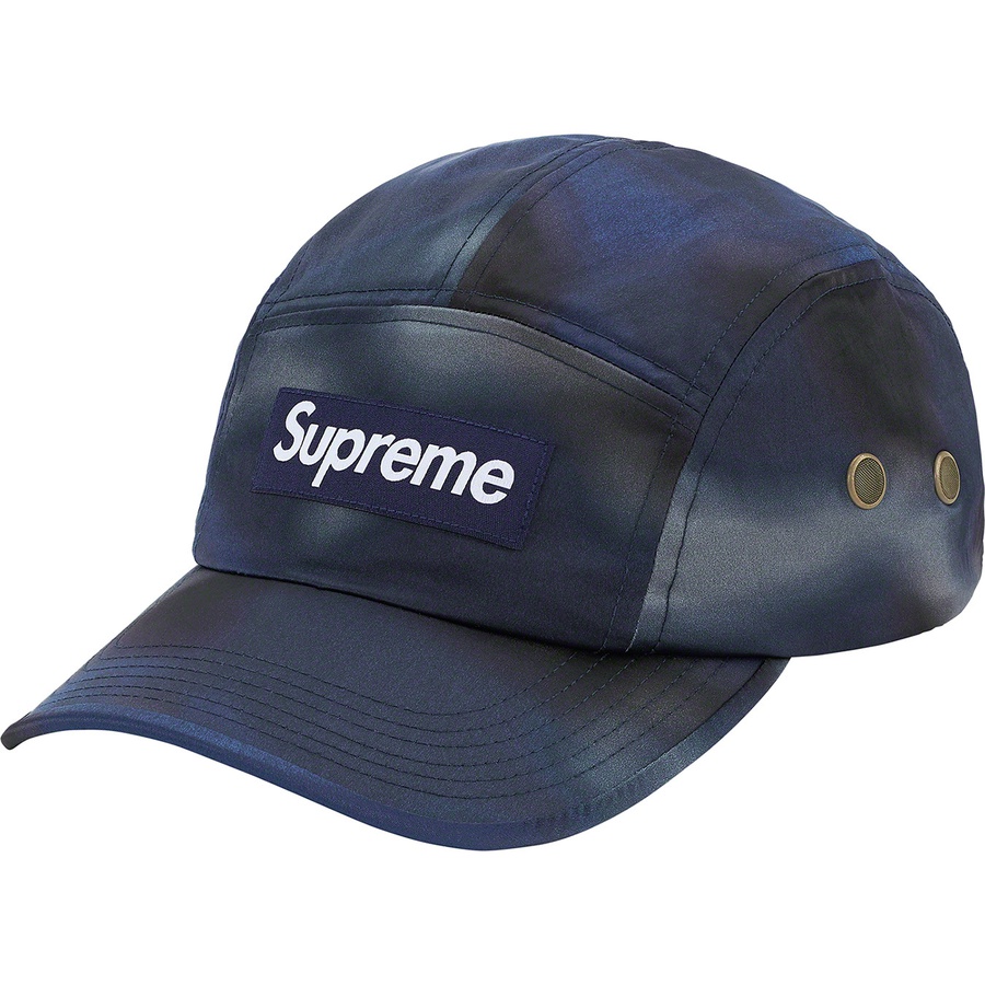 Details on Washed Satin Camo Camp Cap Blue Camo from spring summer
                                                    2021 (Price is $54)