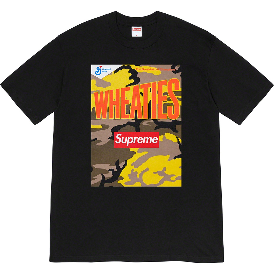 Details on Supreme Wheaties Tee Black from spring summer
                                                    2021 (Price is $48)