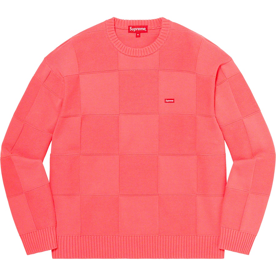 Details on Tonal Checkerboard Small Box Sweater Coral from spring summer 2021 (Price is $138)