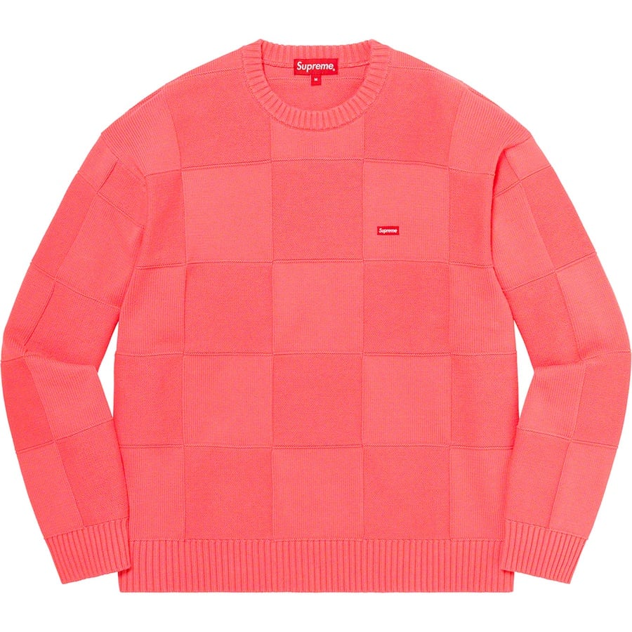 Details on Tonal Checkerboard Small Box Sweater Coral from spring summer
                                                    2021 (Price is $138)