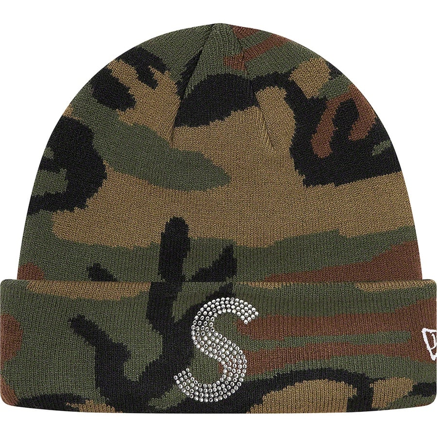 Details on New Era Swarovski S Logo Beanie Woodland Camo from spring summer
                                                    2021 (Price is $88)