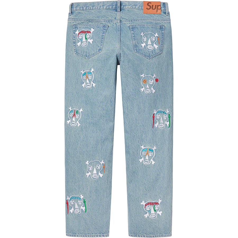 Details on Clayton Patterson Supreme Skulls Embroidered Regular Jean Blue from spring summer
                                                    2021 (Price is $198)