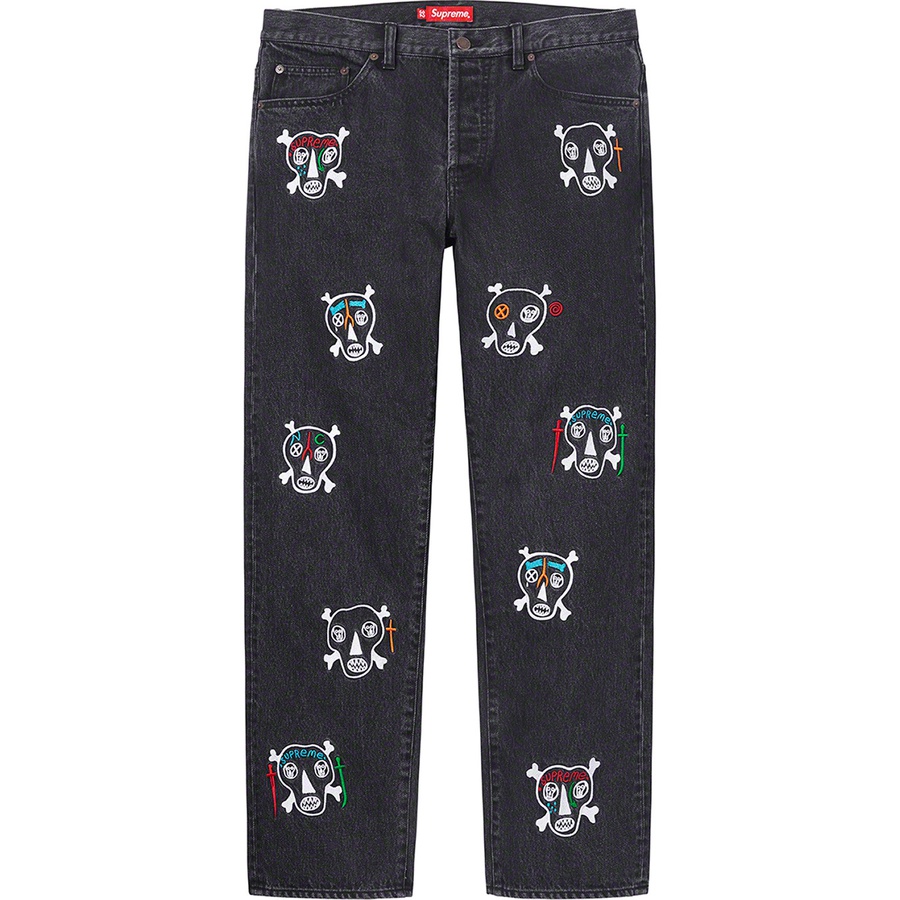 Details on Clayton Patterson Supreme Skulls Embroidered Regular Jean Black from spring summer
                                                    2021 (Price is $198)