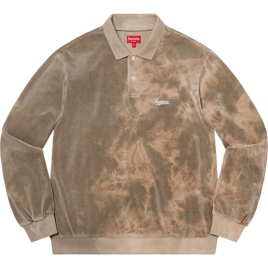 Details on Bleached Velour L S Polo Tan from spring summer
                                                    2021 (Price is $118)