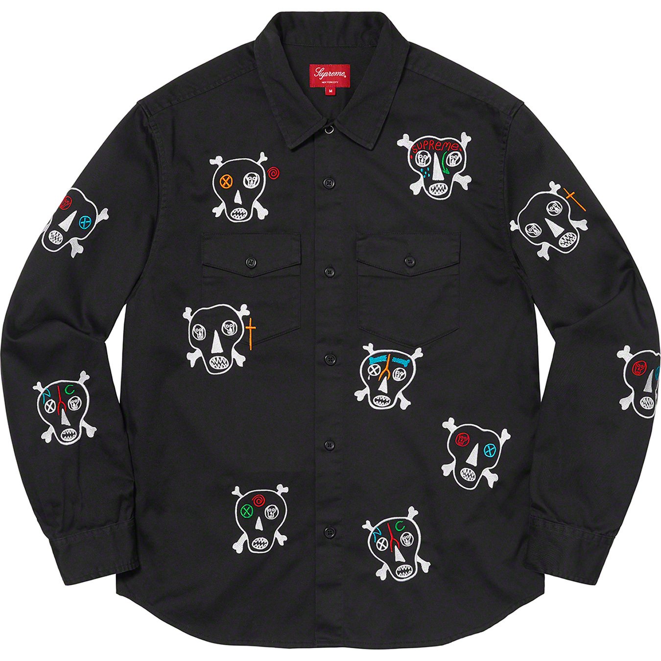 Clayton Patterson Skulls Embroidered Work Shirt - spring summer