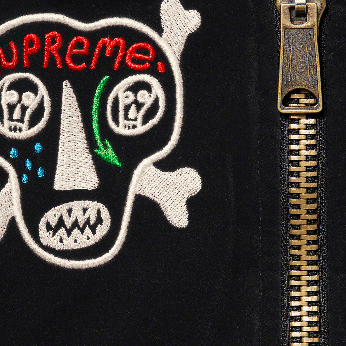 Clayton Patterson/Supreme Skulls Embroidered Velvet MA-1 - Supreme 