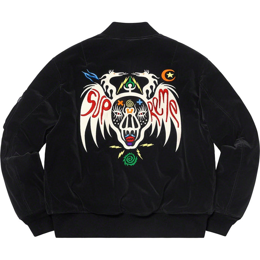 Details on Clayton Patterson Supreme Skulls Embroidered Velvet MA-1 Black from spring summer
                                                    2021 (Price is $398)