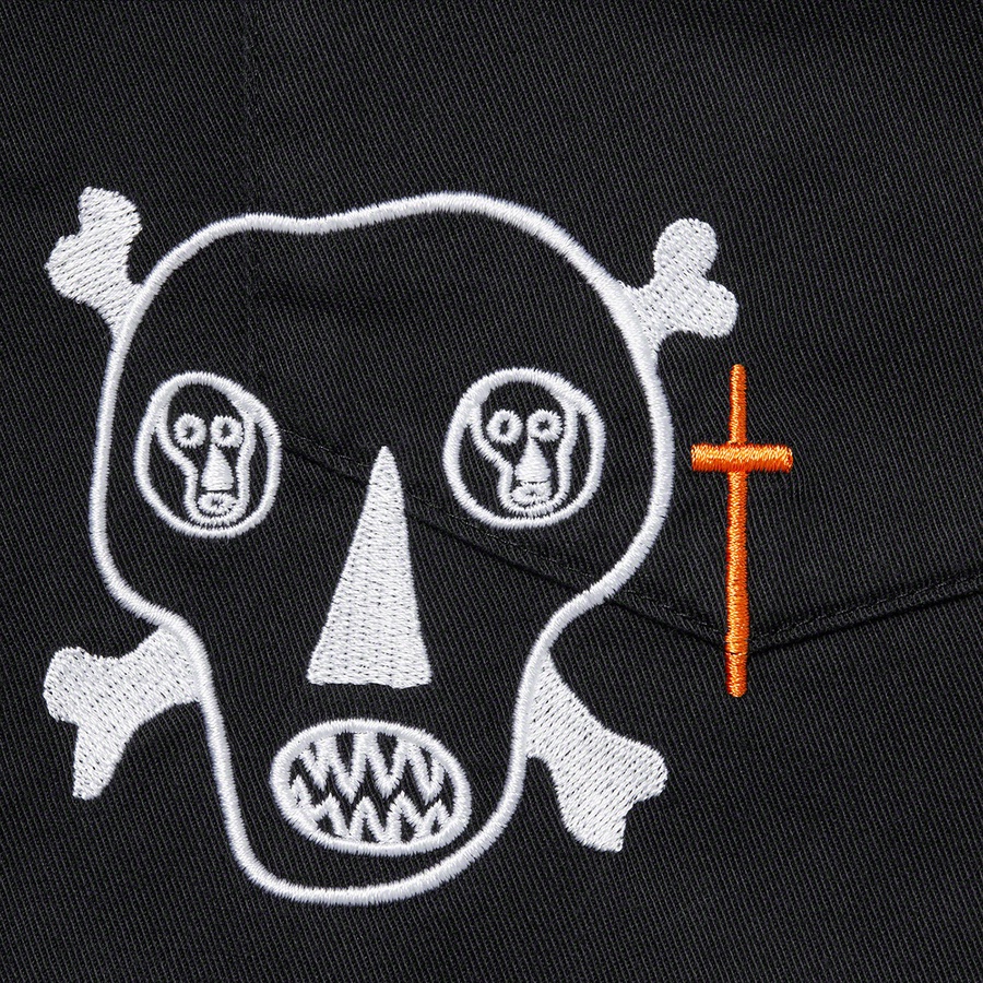 Details on Clayton Patterson Supreme Skulls Embroidered Work Shirt Black from spring summer
                                                    2021 (Price is $158)