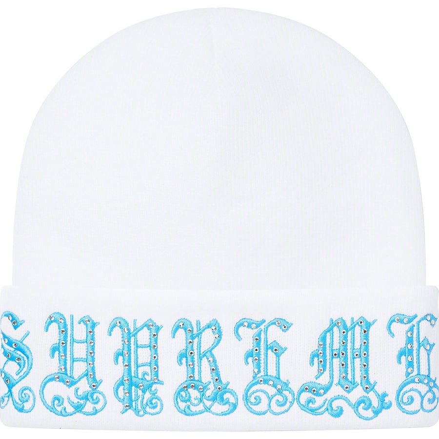 Supreme Old English Rhinestone Beanie (SS21) - White - $78