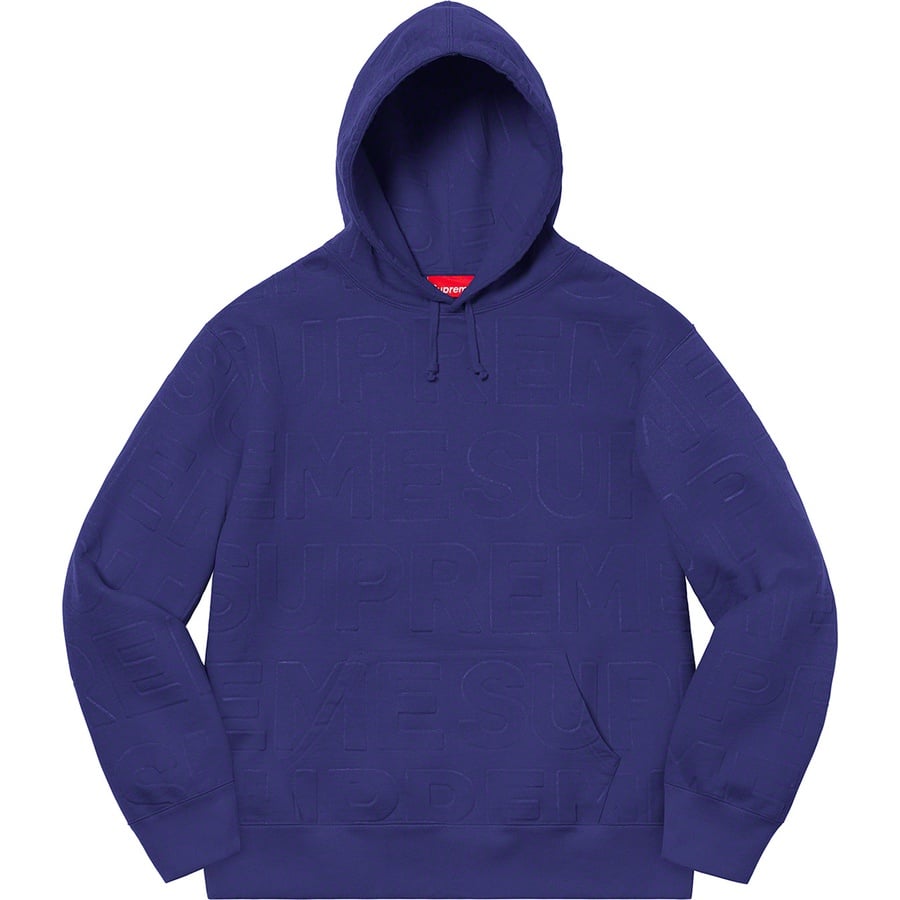 Details on Embossed Logos Hooded Sweatshirt Washed Navy from spring summer
                                                    2021 (Price is $158)