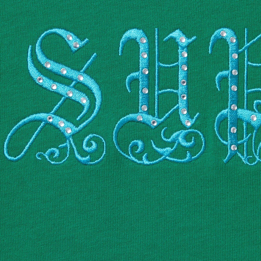 Details on Old English Rhinestone S S Top Green from spring summer
                                                    2021 (Price is $78)