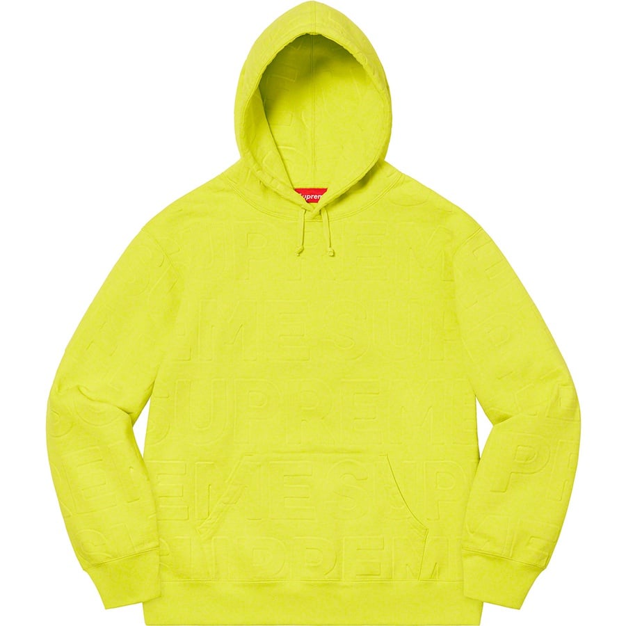 Details on Embossed Logos Hooded Sweatshirt Acid Green from spring summer
                                                    2021 (Price is $158)