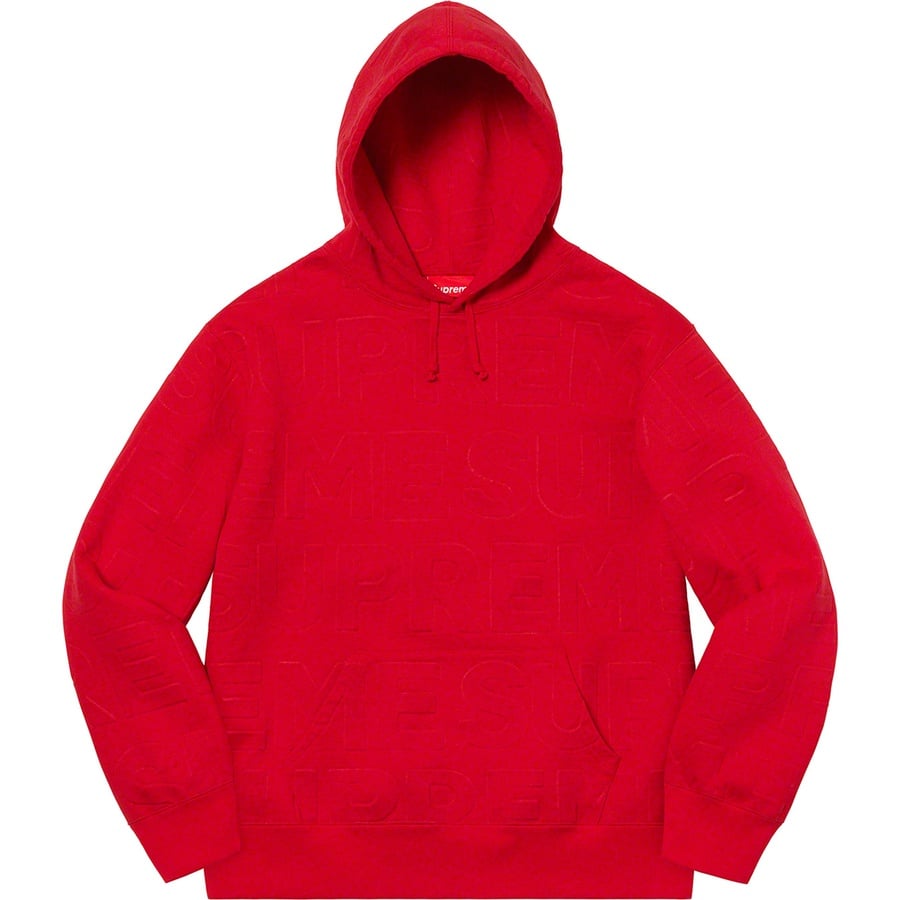 Details on Embossed Logos Hooded Sweatshirt Red from spring summer
                                                    2021 (Price is $158)