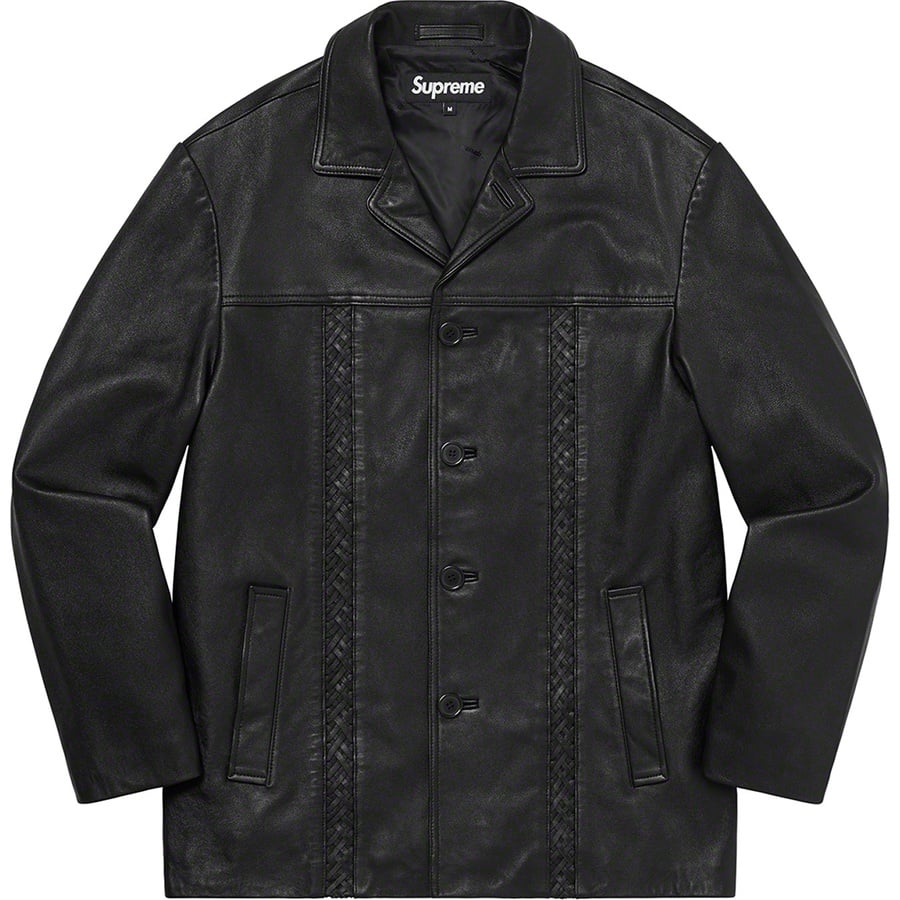 Details on Braided Leather Overcoat Black from spring summer
                                                    2021 (Price is $598)