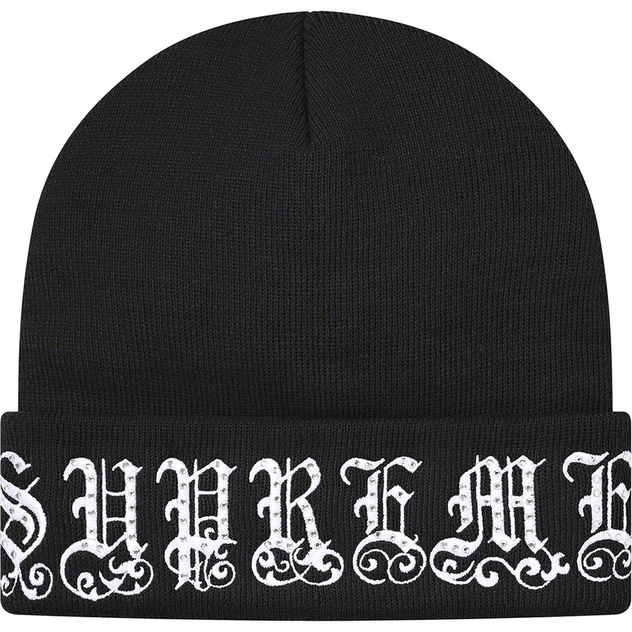 Supreme Old English Rhinestone Beanie (SS21) - Black - $78