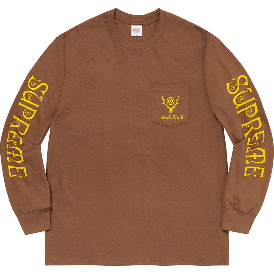 Details on Supreme SOUTH2 WEST8 L S Pocket Tee Brown from spring summer 2021 (Price is $60)