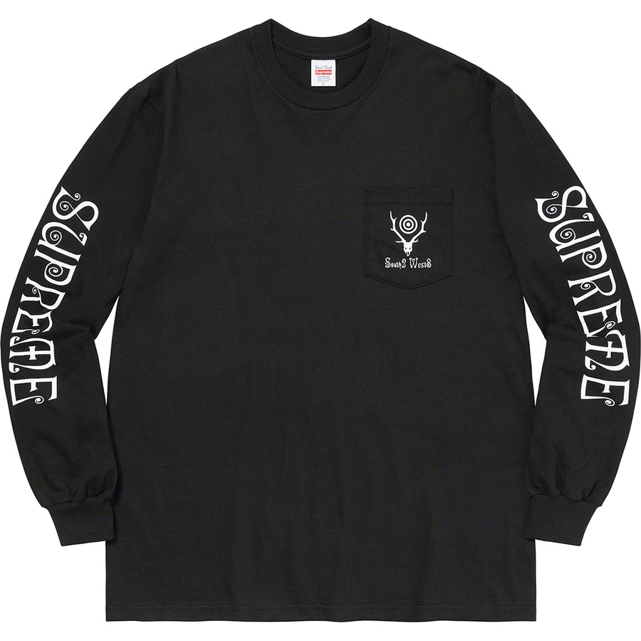 Details on Supreme SOUTH2 WEST8 L S Pocket Tee Black from spring summer 2021 (Price is $60)