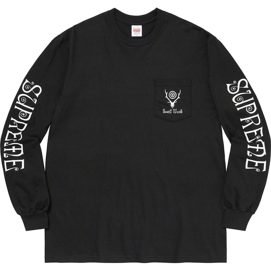 Details on Supreme SOUTH2 WEST8 L S Pocket Tee Black from spring summer
                                                    2021 (Price is $60)