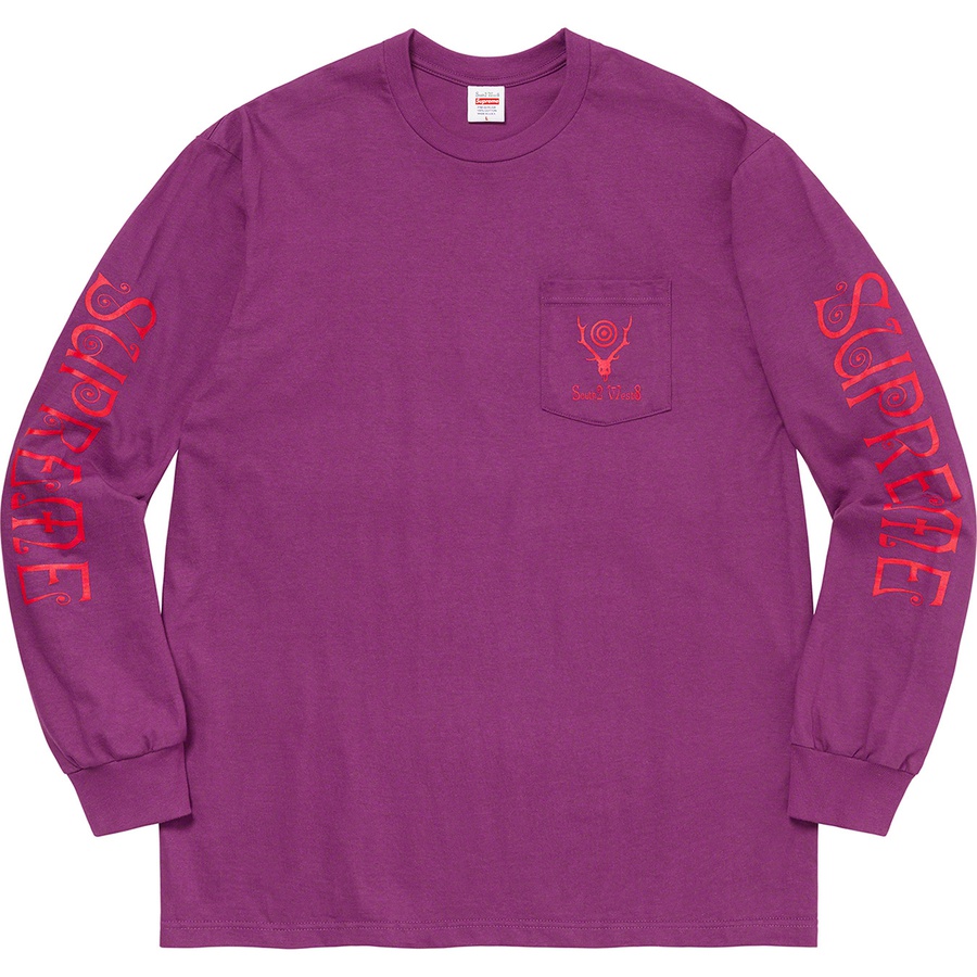 Details on Supreme SOUTH2 WEST8 L S Pocket Tee Purple from spring summer 2021 (Price is $60)