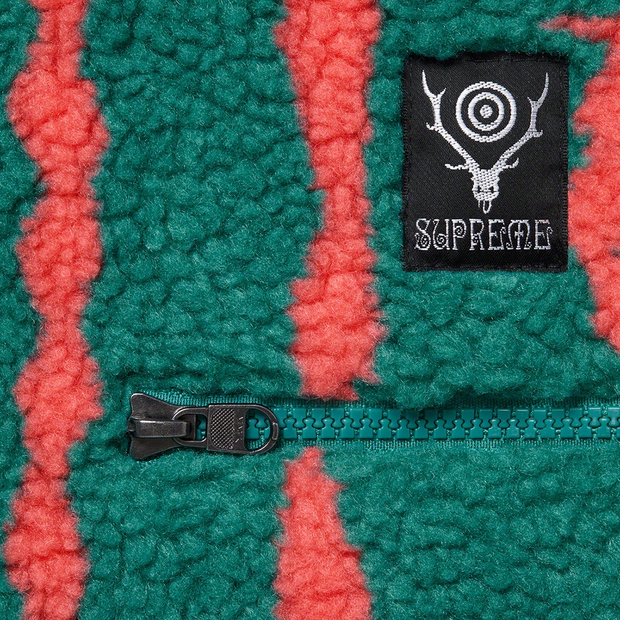 Details on Supreme SOUTH2 WEST8 Fleece Jacket Teal from spring summer
                                                    2021 (Price is $198)