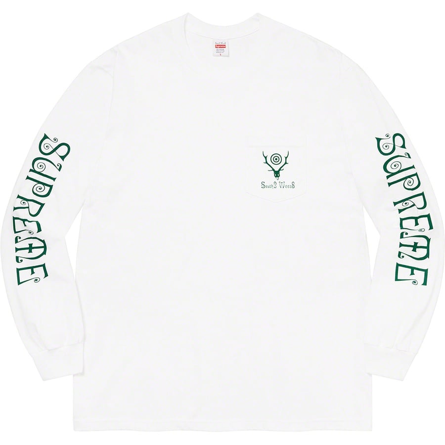 Details on Supreme SOUTH2 WEST8 L S Pocket Tee White from spring summer
                                                    2021 (Price is $60)