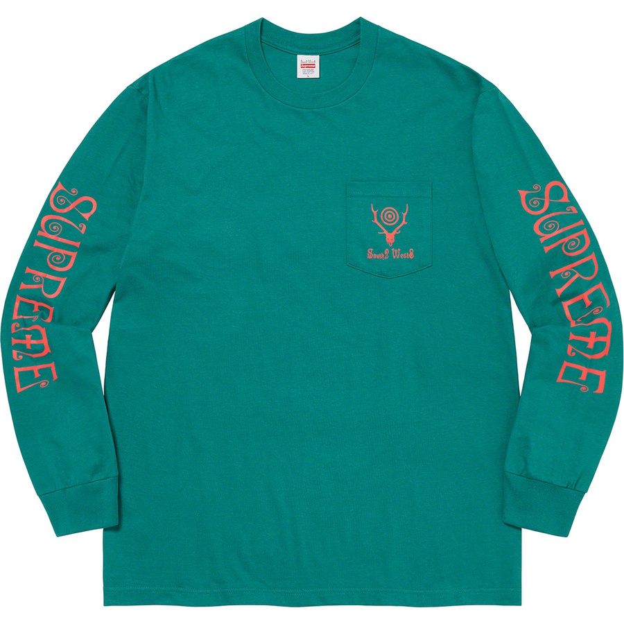 Details on Supreme SOUTH2 WEST8 L S Pocket Tee Teal from spring summer
                                                    2021 (Price is $60)