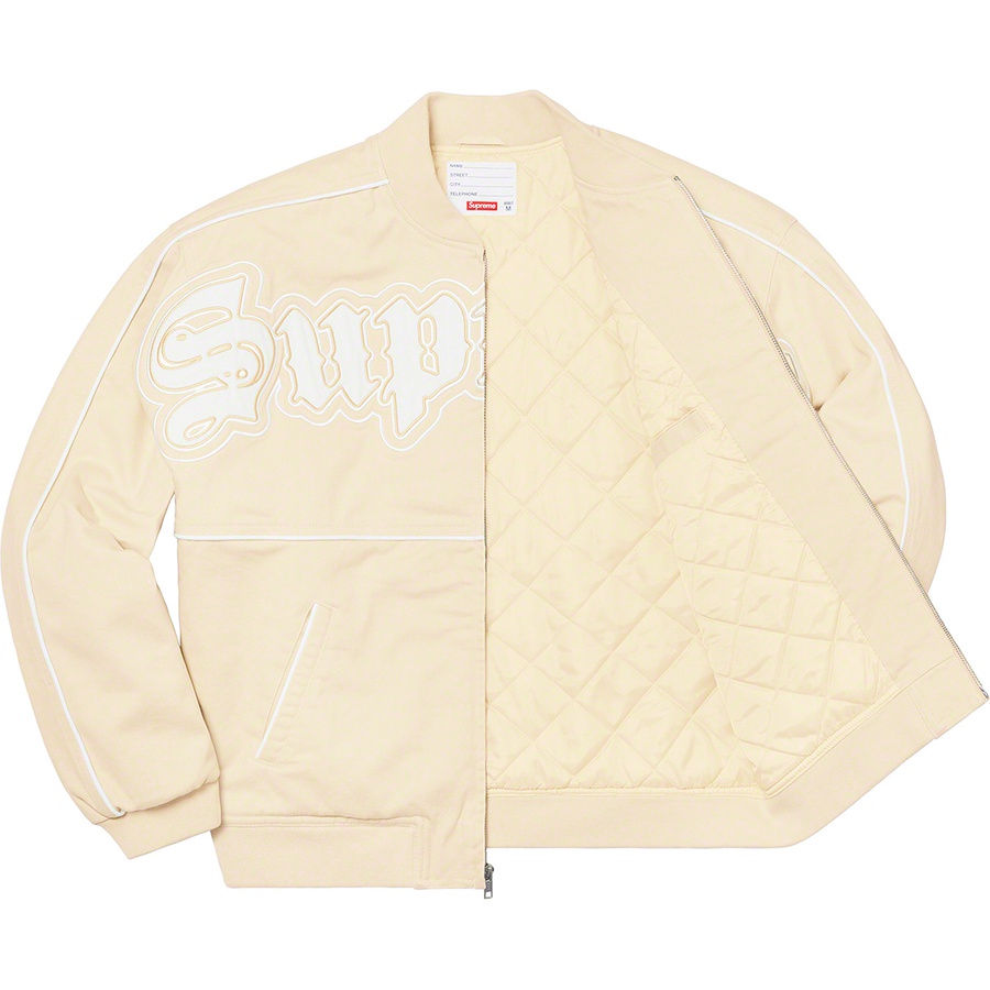 Details on Twill Old English Varsity Jacket Tan from spring summer
                                                    2021 (Price is $218)