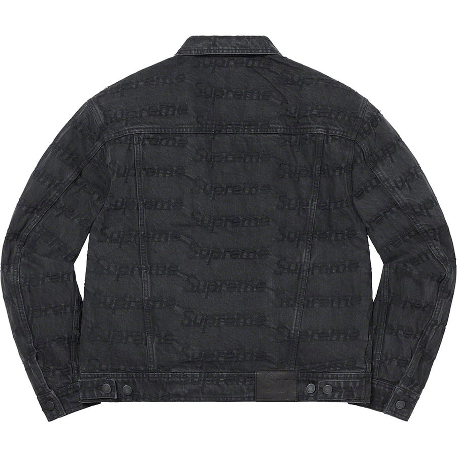 Details on Frayed Logos Denim Trucker Jacket Black from spring summer
                                                    2021 (Price is $238)