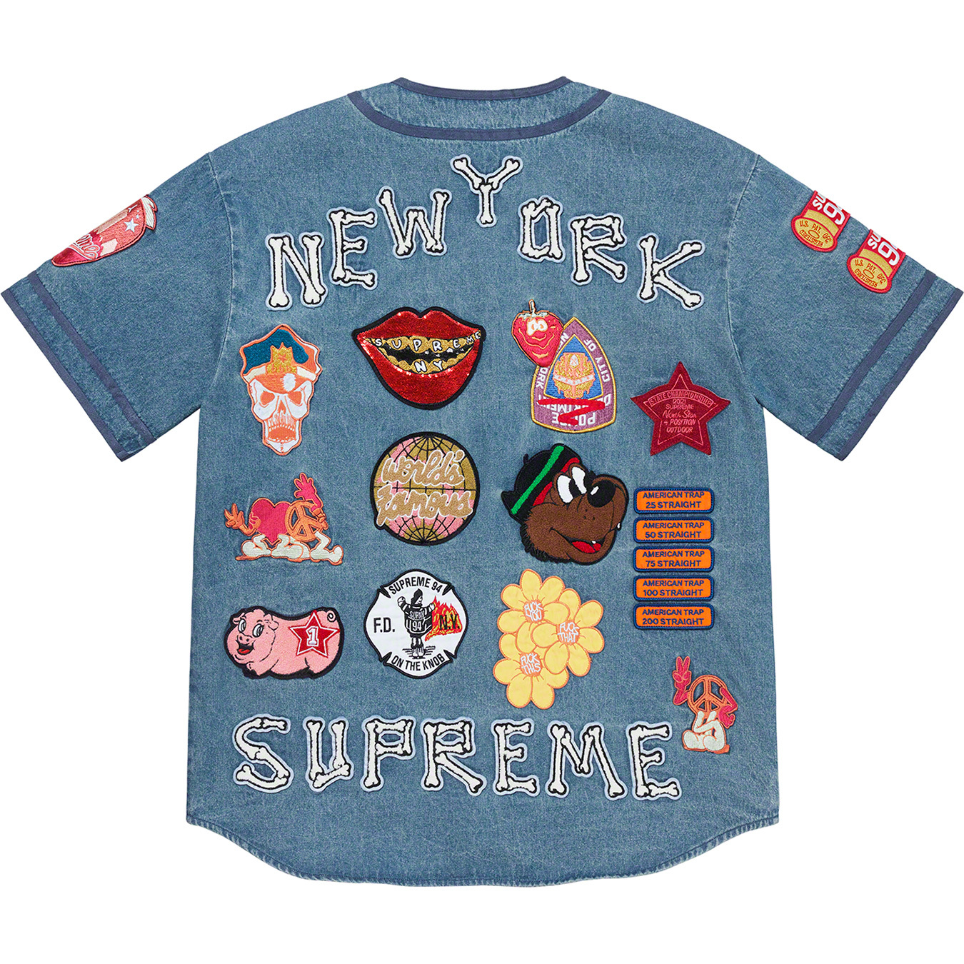 Patches Denim Baseball Jersey - spring summer 2021 - Supreme