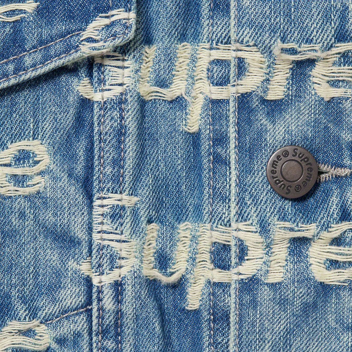 Supreme Frayed Logos Denim Trucker Jacket Black Hype Clothinga