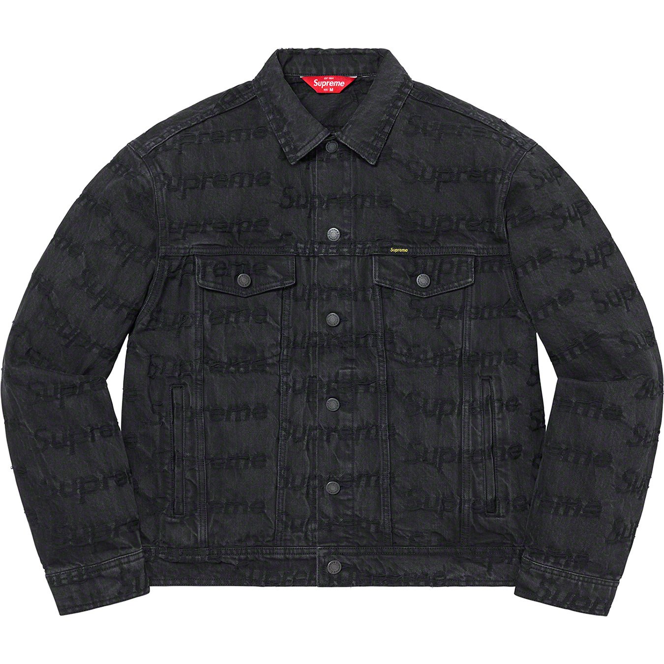 Supreme Frayed Logos Denim Trucker Jacket Blue