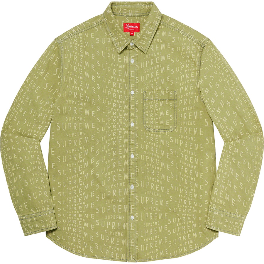 Details on Warp Jacquard Logos Denim Shirt Sage from spring summer
                                                    2021 (Price is $148)