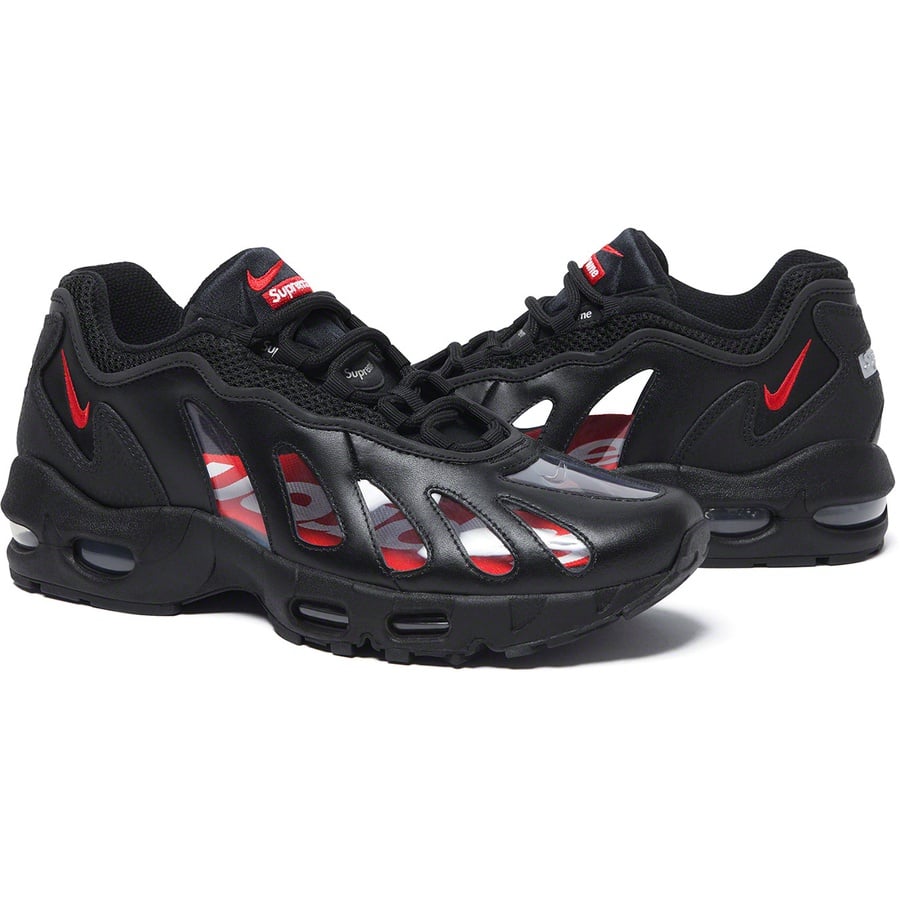 Details on Supreme Nike Air Max 96 Black from spring summer
                                                    2021 (Price is $175)