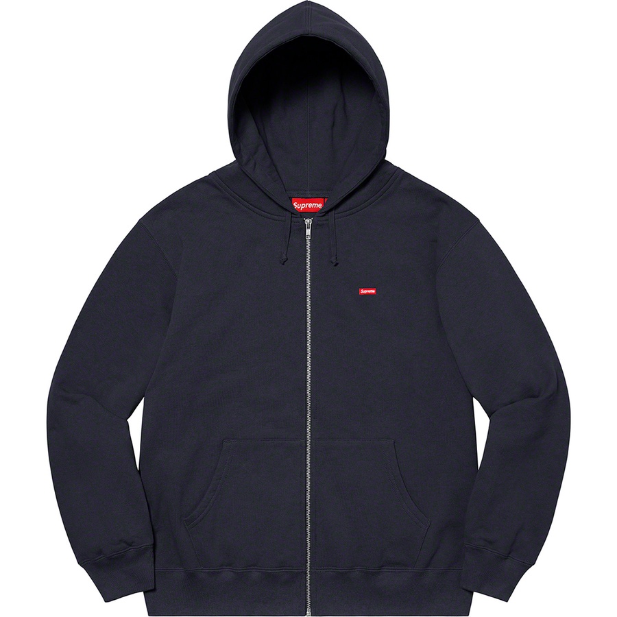 Details on Small Box Zip Up Hooded Sweatshirt Navy from spring summer
                                                    2021 (Price is $158)