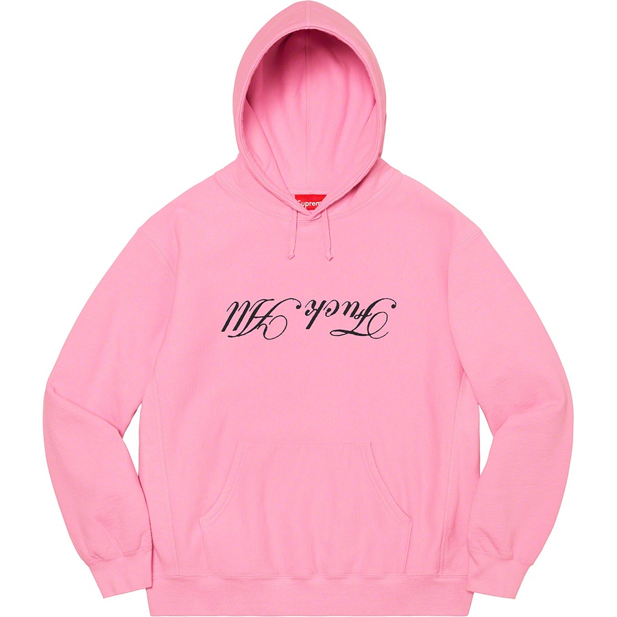 Details on Jamie Reid Supreme Fuck All Hooded Sweatshirt Pink from spring summer
                                                    2021 (Price is $158)