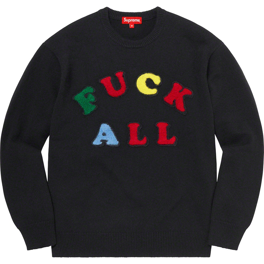 Details on Jamie Reid Supreme Fuck All Sweater Black from spring summer
                                                    2021 (Price is $168)