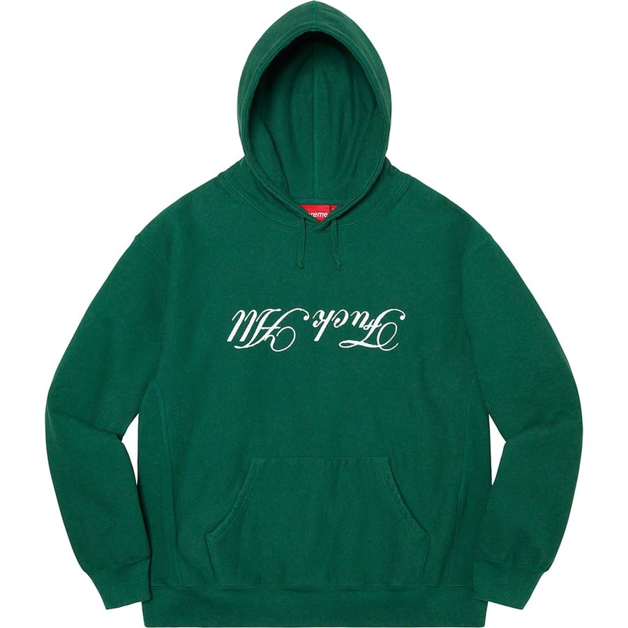 Details on Jamie Reid Supreme Fuck All Hooded Sweatshirt Dark Green from spring summer
                                                    2021 (Price is $158)