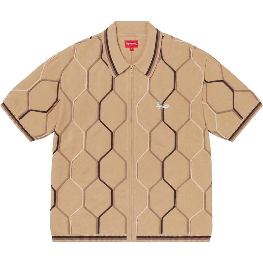 Details on Hex Zip Up Polo Tan from spring summer
                                                    2021 (Price is $128)