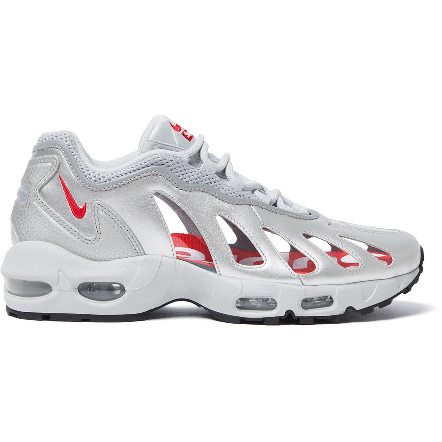 Details on Supreme Nike Air Max 96 Silver from spring summer
                                                    2021 (Price is $175)