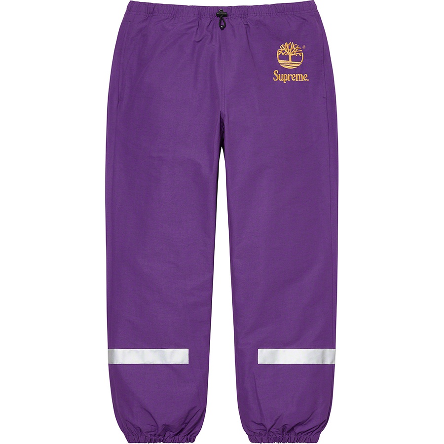 Details on Supreme Timberland Reflective Taping Track Pant Purple from spring summer
                                                    2021 (Price is $138)